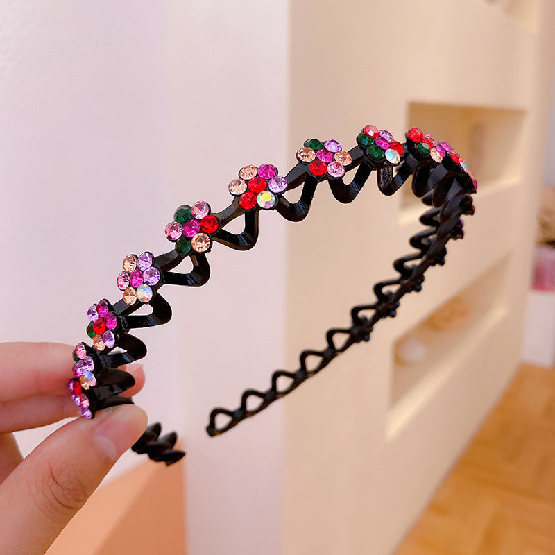 Women's Rhinestone Wavy Thin Edge With Teeth All-match Pressure Hair Non-slip Headband