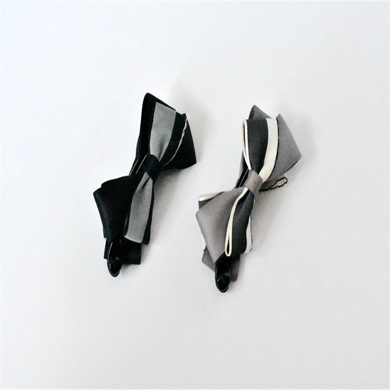 Color contrast senior grey cloth bowknot banana clip
