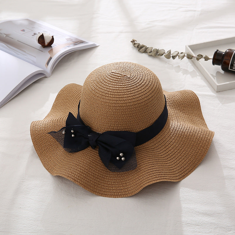 Women's Wavy Edge Big Brim Straw Hat Korean Travel