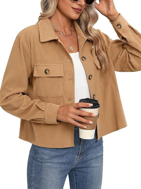 Short Corduroy Button Navel Jacket Short Coat Cross Border