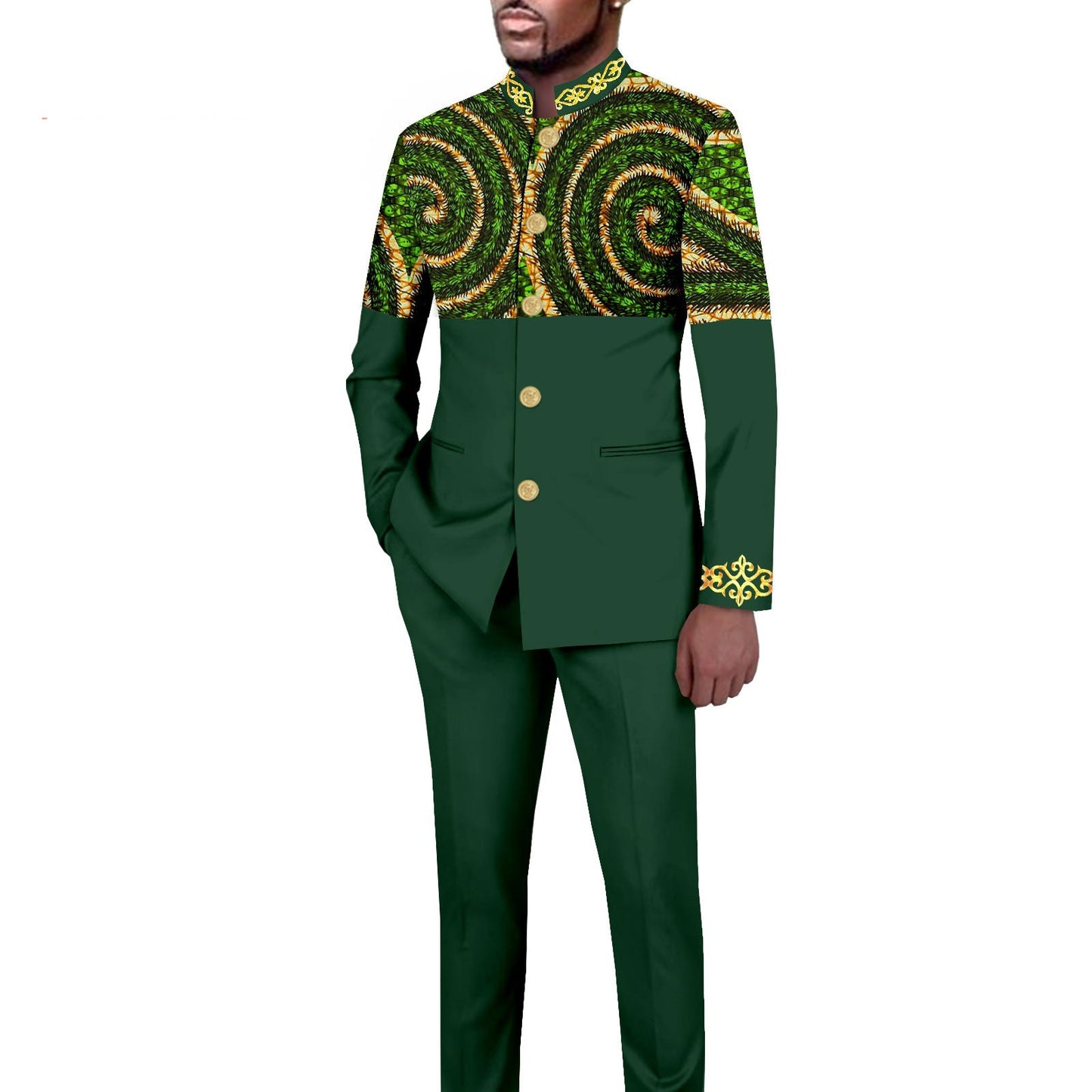 Men's Simplicity Printed Slim Fit Blazer Trousers Suit