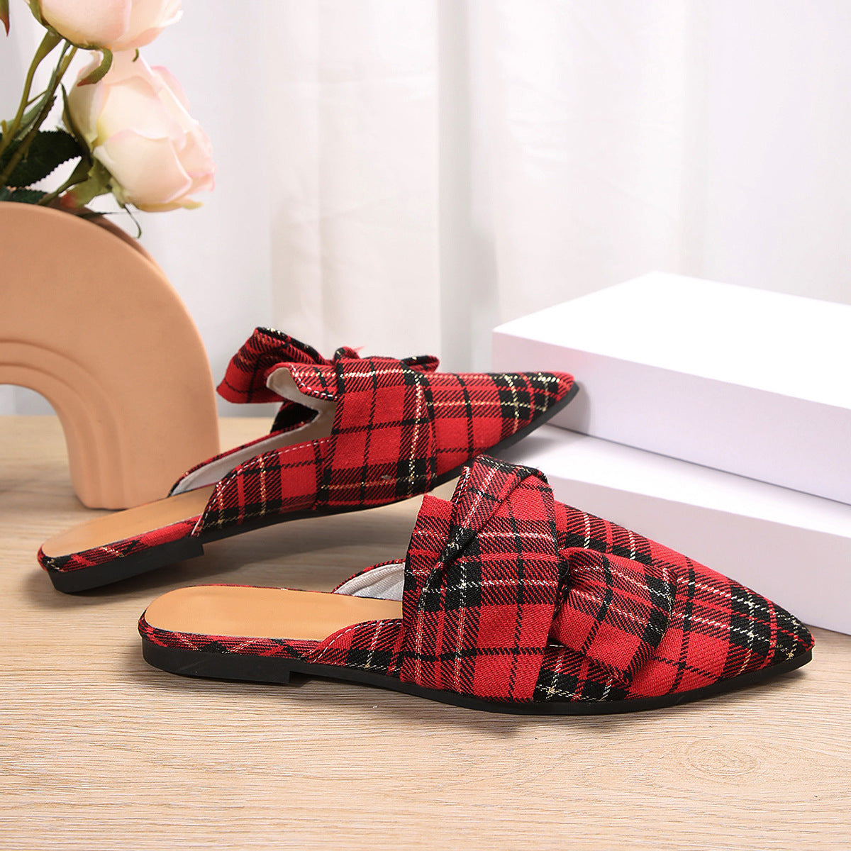 Summer Pointed Flat Semi Slippers