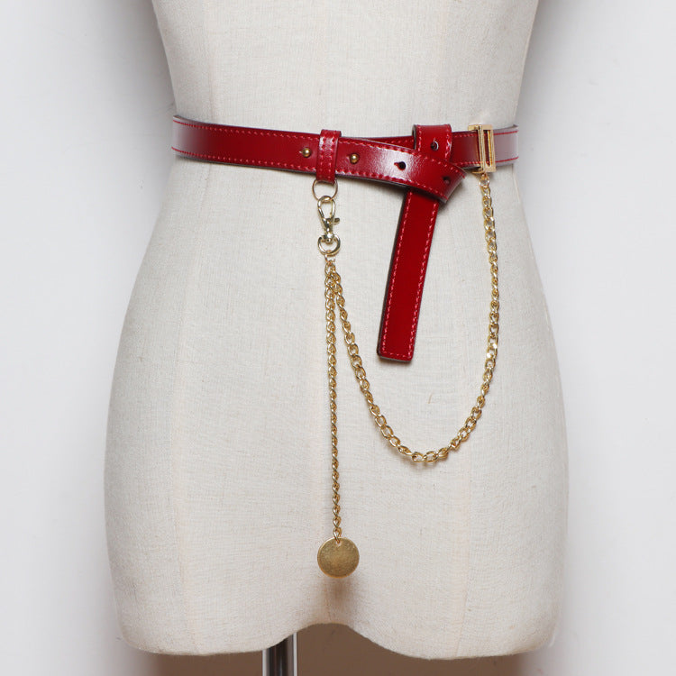 Cross-border Simple All-match Belt Belt Chain Pin Buckle Female Leather Girdle