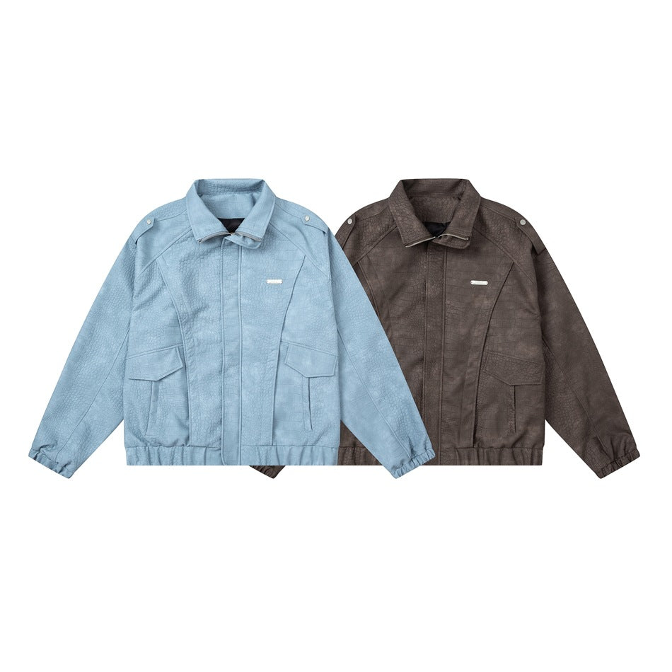 American Retro Papels PU Leather Motorcycle Coat Fashion