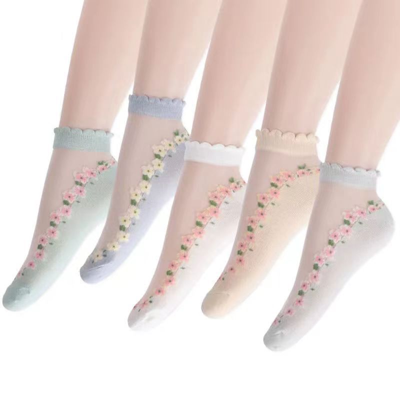 Thin Spun Glass Mesh Breathable Ankle Socks