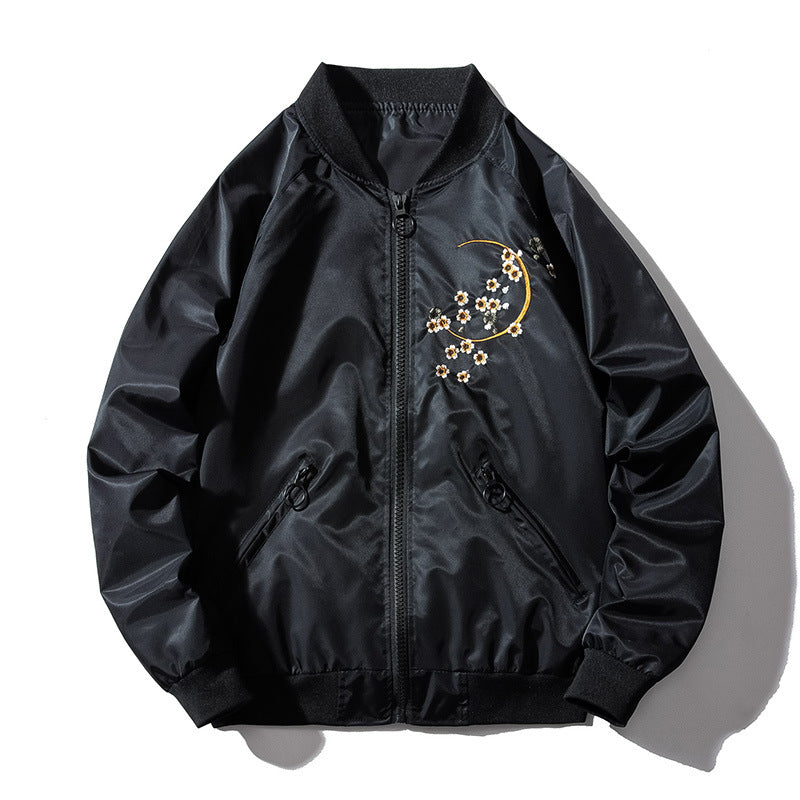 Men's Loose Embroidered Baseball Uniform Trendy Casual Jacket Coat