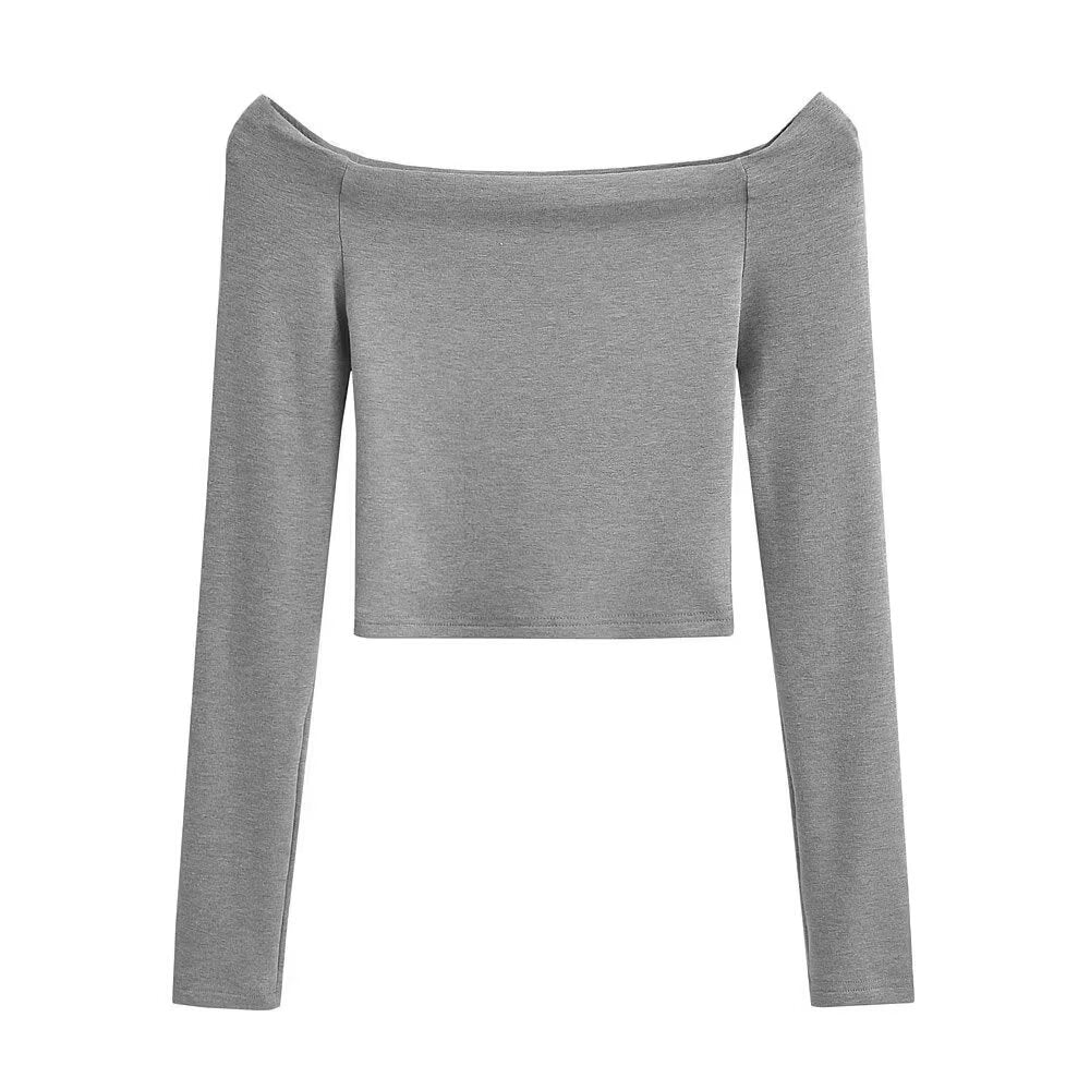 Womens Stylish Sexy Form-fitting Long-sleeve T-shirt