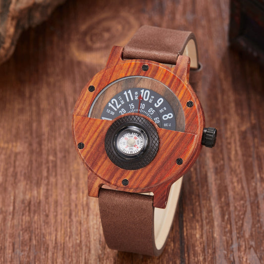 Multifunctional Compass Wooden Watch