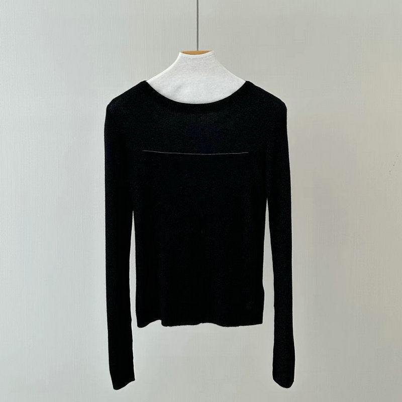 Glitter høj elastisk uld off-neck langærmet sweater
