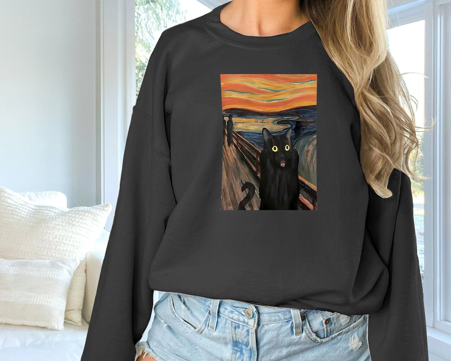Women's Fashionable Solid Color Printed Long Sleeved Sweatshirt