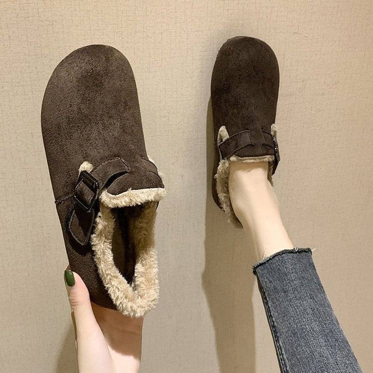 Color Soft Fur And Velvet Cotton Shoes
