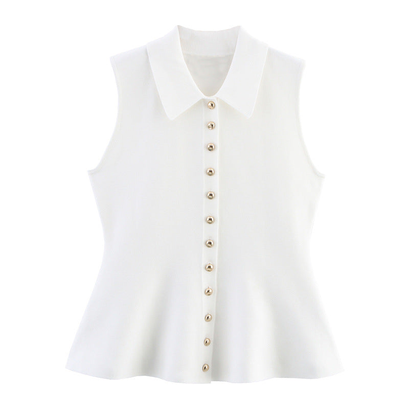 Short Skirt Hem Knitted Vest Top