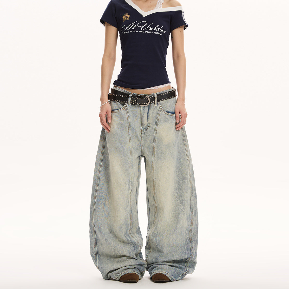 Retro løse vidde ben-jeans til kvinder
