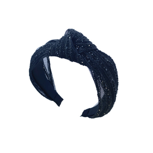 Hair Accessories Black Net Yarn with Diamonds Super Glitter Fabric Knotted
