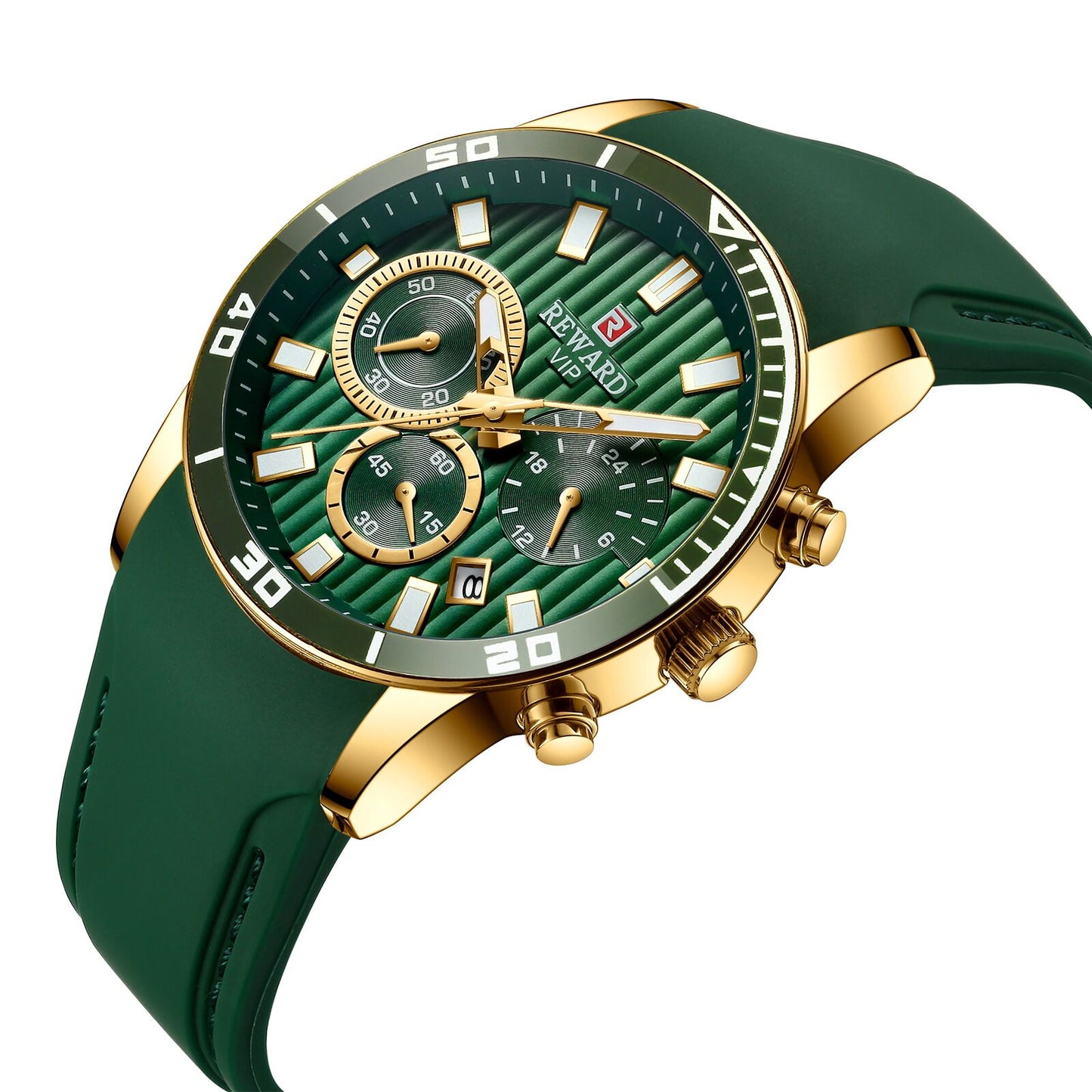 Watch Men's Silicone Belt Mori Malachite Green Phnom Penh Three Eyes Luminous Calendar