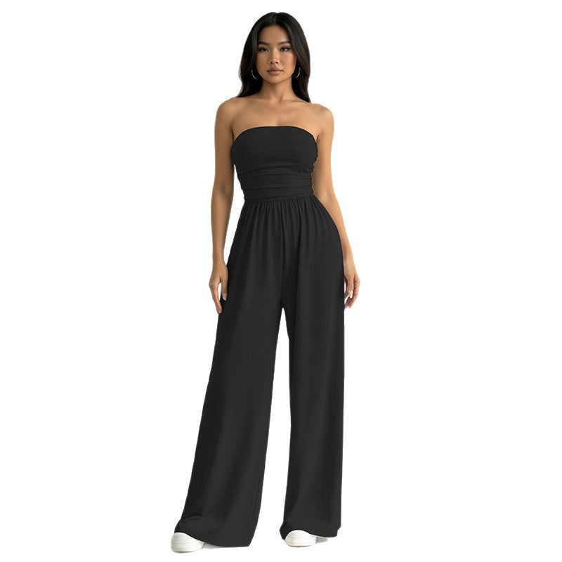 Stretchy Loose Wide Leg Jumpsuit Pants