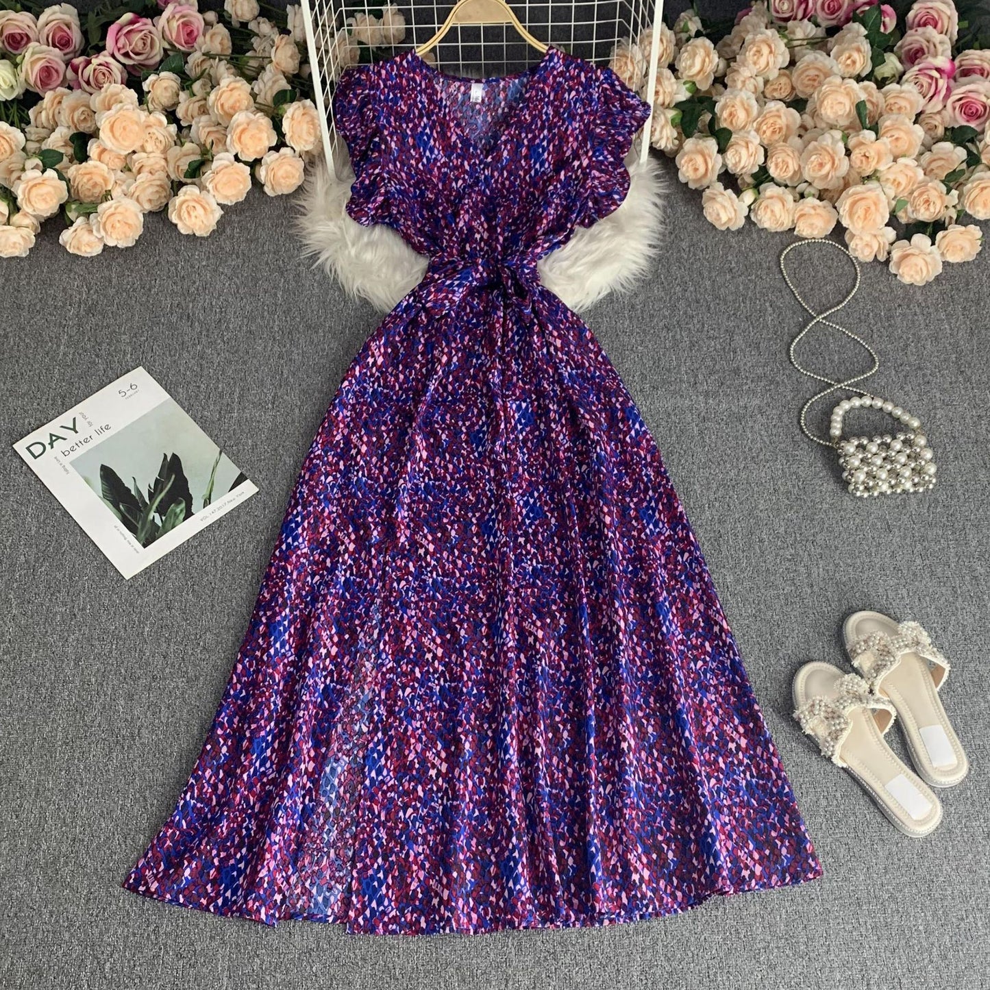 V-neck Dress With A Clever Strategically Designed Silhouette