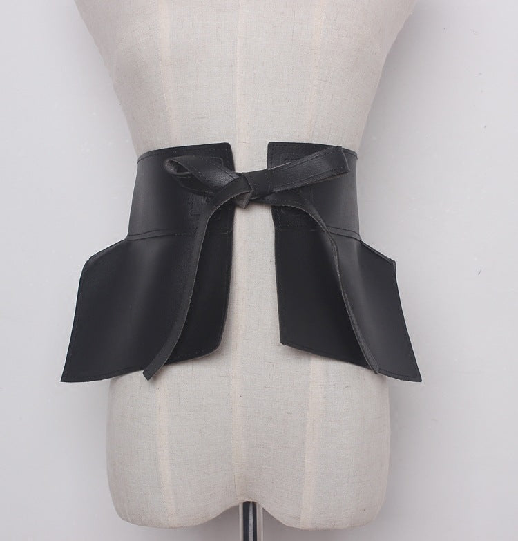 New European Style Fashion All-match Super Wide Bow Tie Belt Women's Wide Girdle