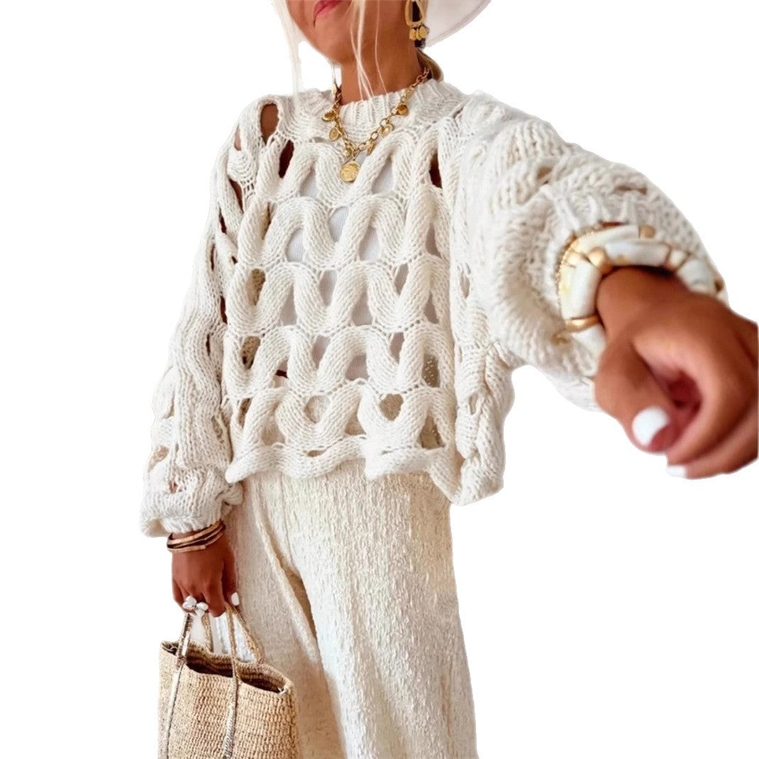 Women's Casual Leisure Vacation Beach Long Sleeve Sweater Pullover