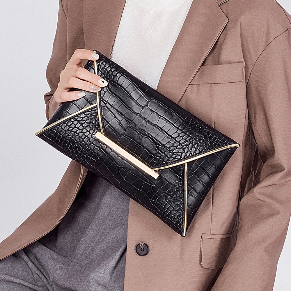 Fashion bright solid color Pu envelope hand bag