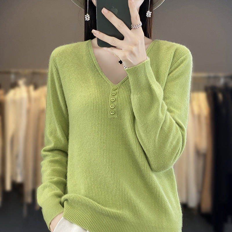 Women's Long-sleeved Sweater Top With Tie Buckle