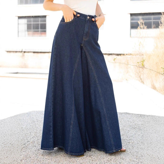 Elegante og minimalistiske vidde jeans i strækdenim