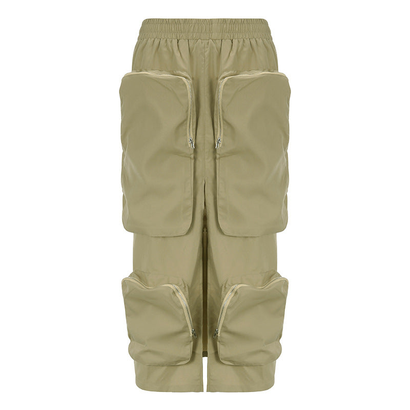 Fashion Street Tooling Wind Big Pockets Tighten Waist