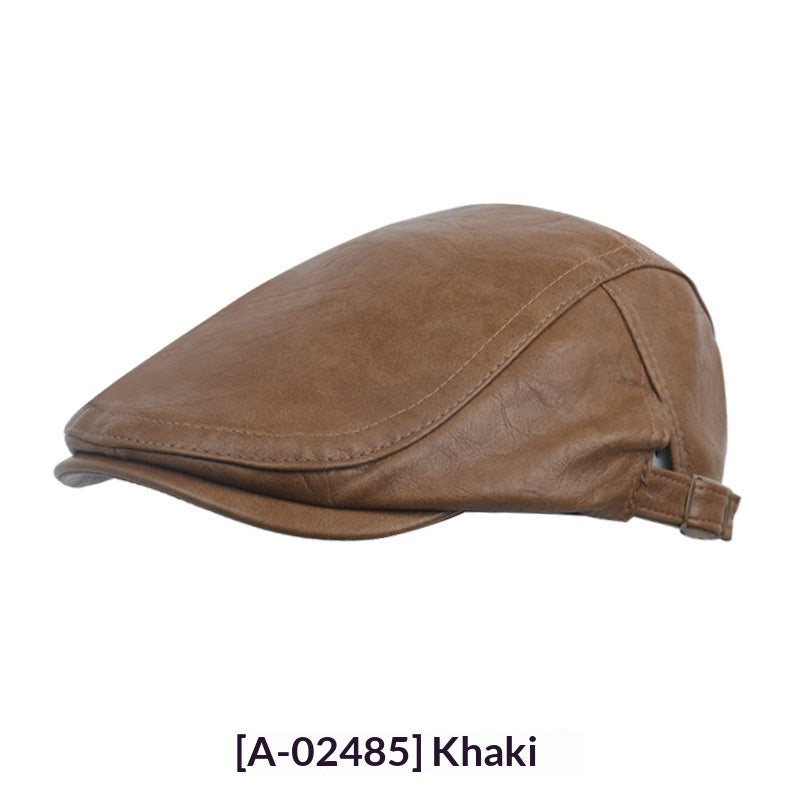 AutumnWinter American-style Leather Trapper Hat Men's Vintage Painter's Cap
