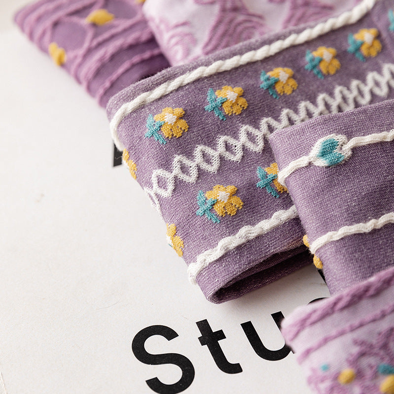 Purple Jacquard Thin Women's Cotton Socks
