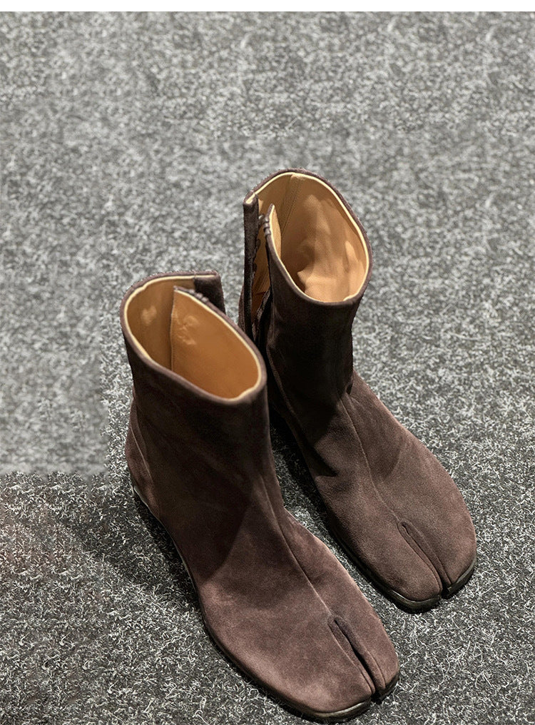 Genuine Leather Split Toe Cowboy Pleated Knight Boots