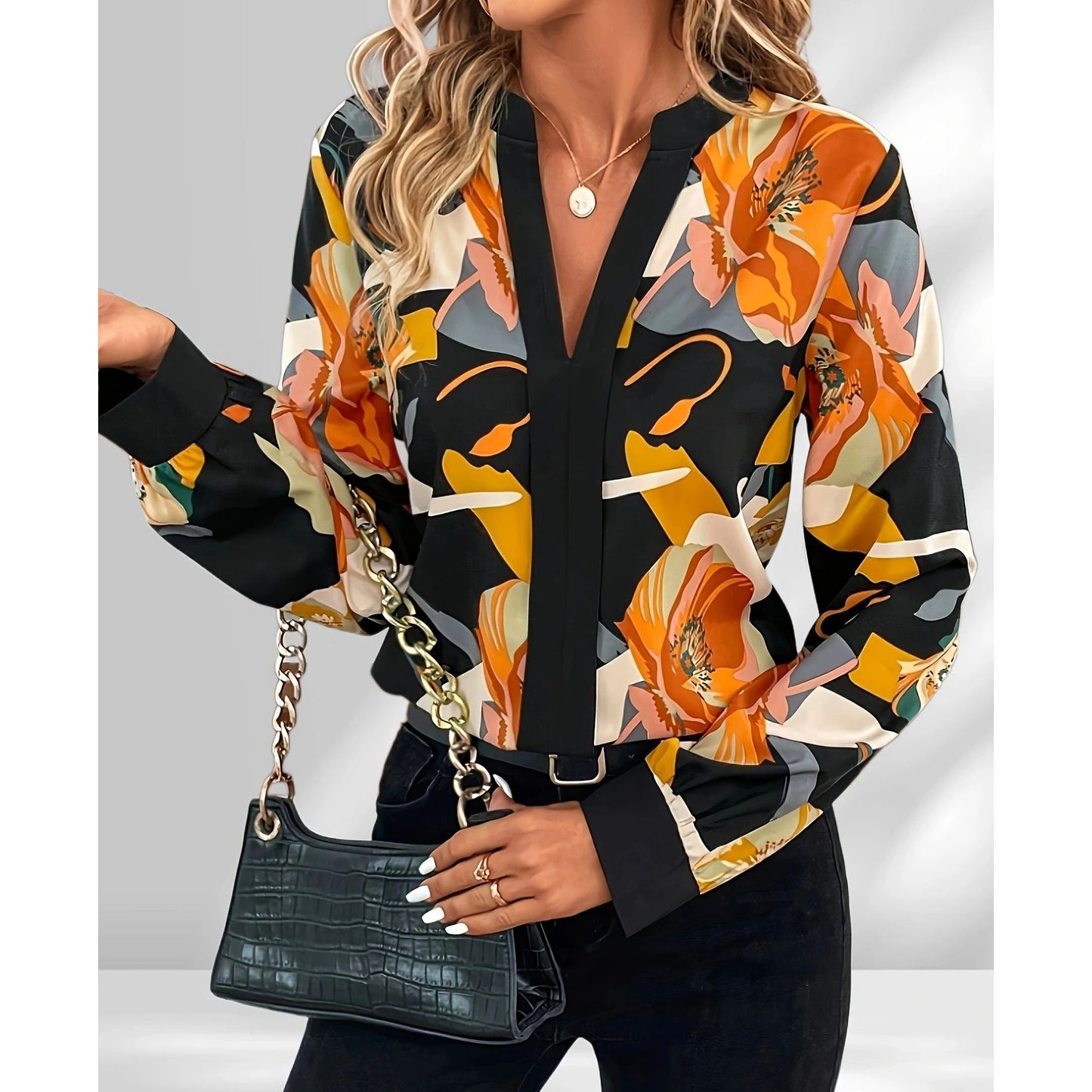 Trykt Elegant All-match Plus Size Skjorte til Kvinder