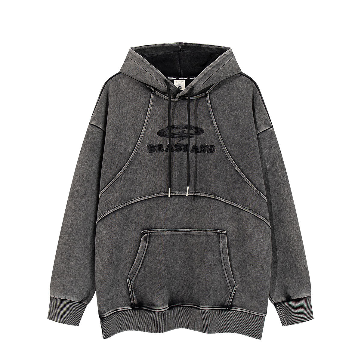 High Street American Retro Washed Patchwork Hoodie Tide