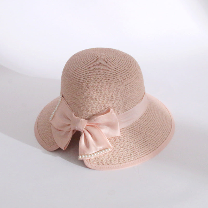 Women's Fashion Pearl Large Eaves Cover Face Sun Protection Fisherman's Hat