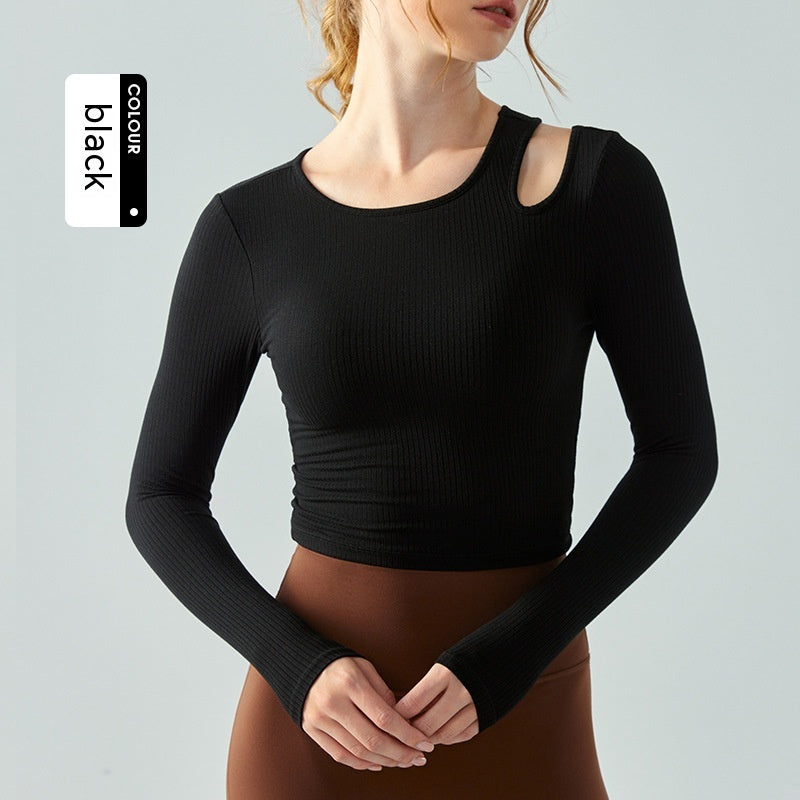 Slim-fit Yoga Wear Long Sleeve Women's Chest Pad Running Aerobics Workout Clothes Top