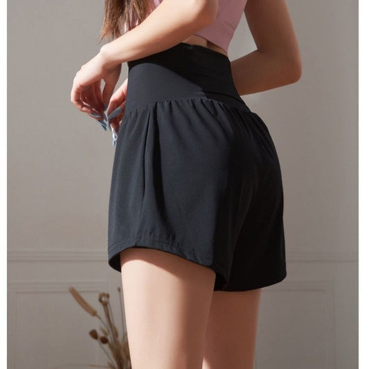 Fake Two-piece High Waist Belly Contracting White Sports Quick-drying Women
