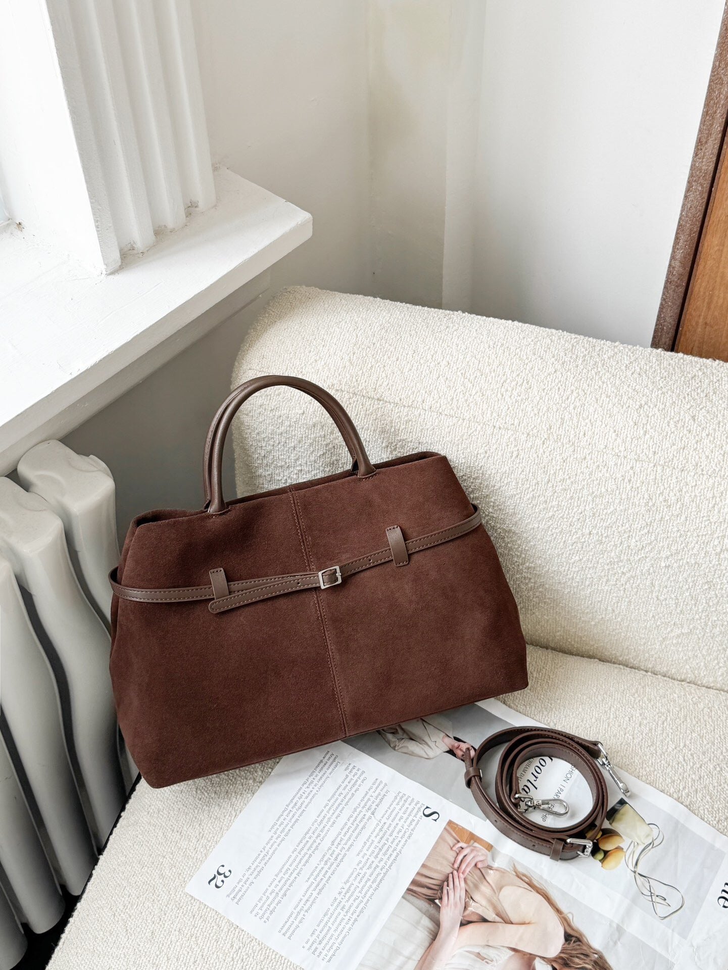 High-grade Suede Retro Easy Matching Commuter Frosted Portable Shoulder Crossbody Bag