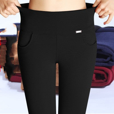 Outer wear leggings ladies plus velvet thick slim trousers