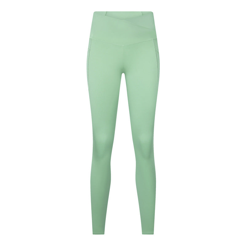 Yoga Side Pocket Elastic Light Thin Soft Nude Feel Running Workout Ankle Length Pants