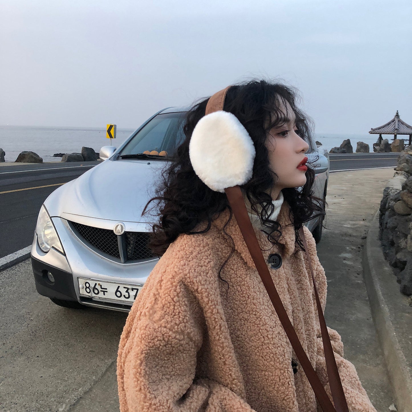 Korean Version Plush Lace Up Ear Warm Soft Girl Cute Girl Earmuffs
