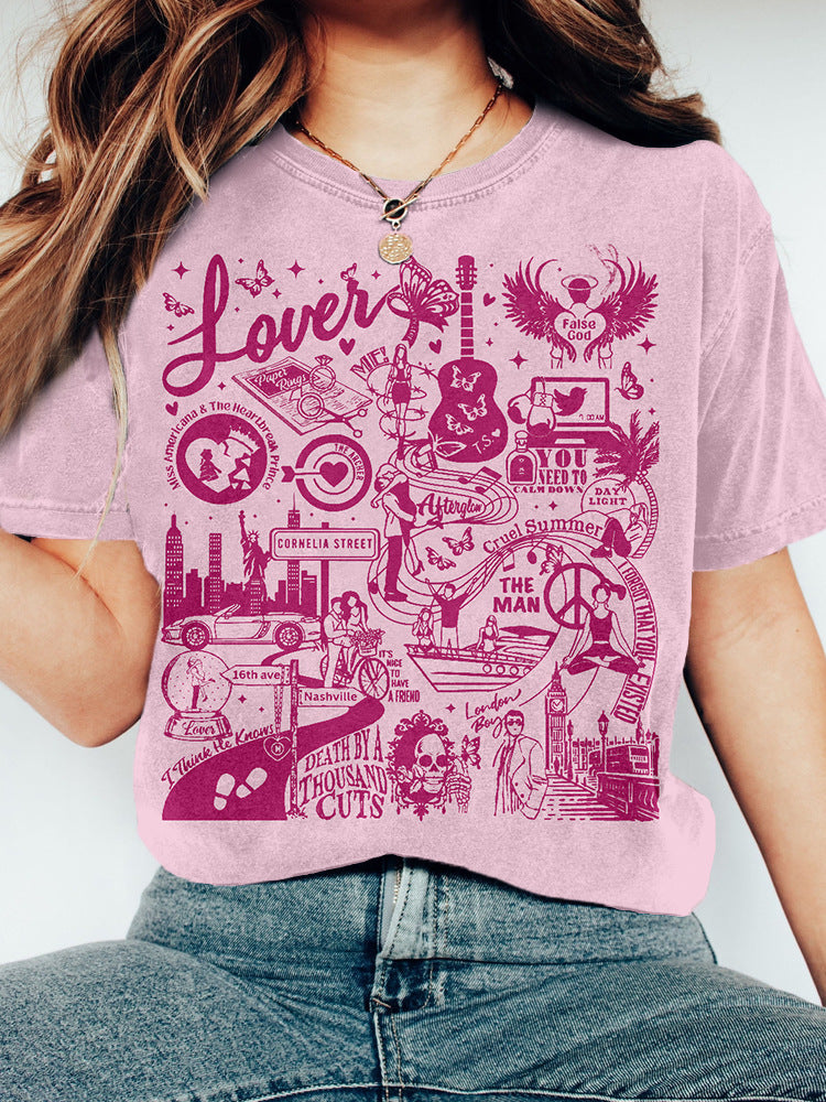 Printed Street Fashion Klassisk Hip Hop Rundhals T-shirt