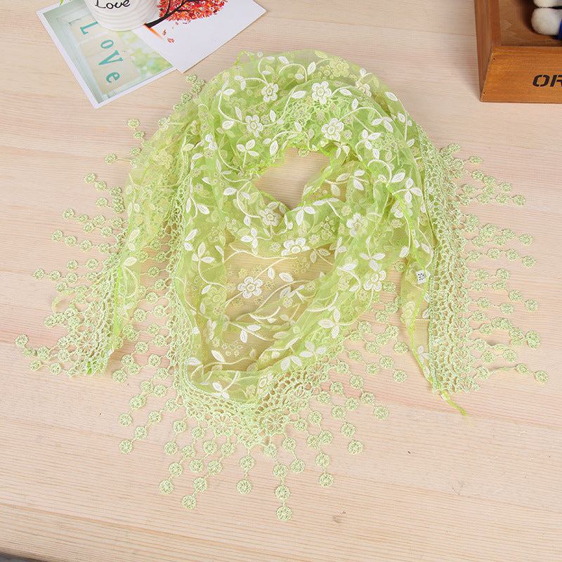 Women's New Creative Lace Fringed Silk Scarf