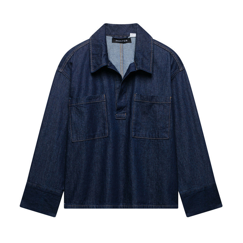 Autumn Leisure Loose Pullover Retro Denim Shirt