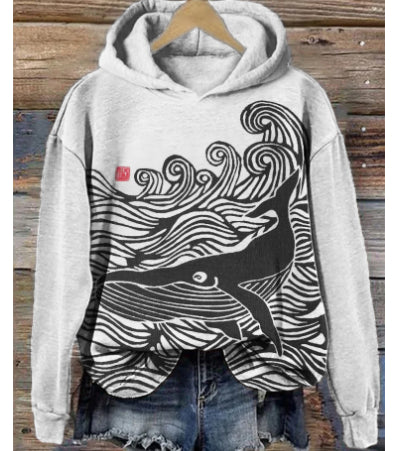 Fashion Spring And Autumn Plum Blossom Hooded Super Plus Size Loose-fitting Casual Pullover