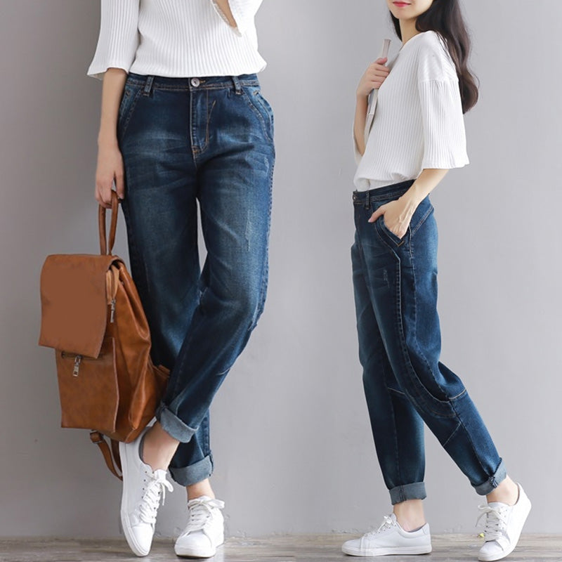 Loose And Loose Waist Women's Small Leg Jeans