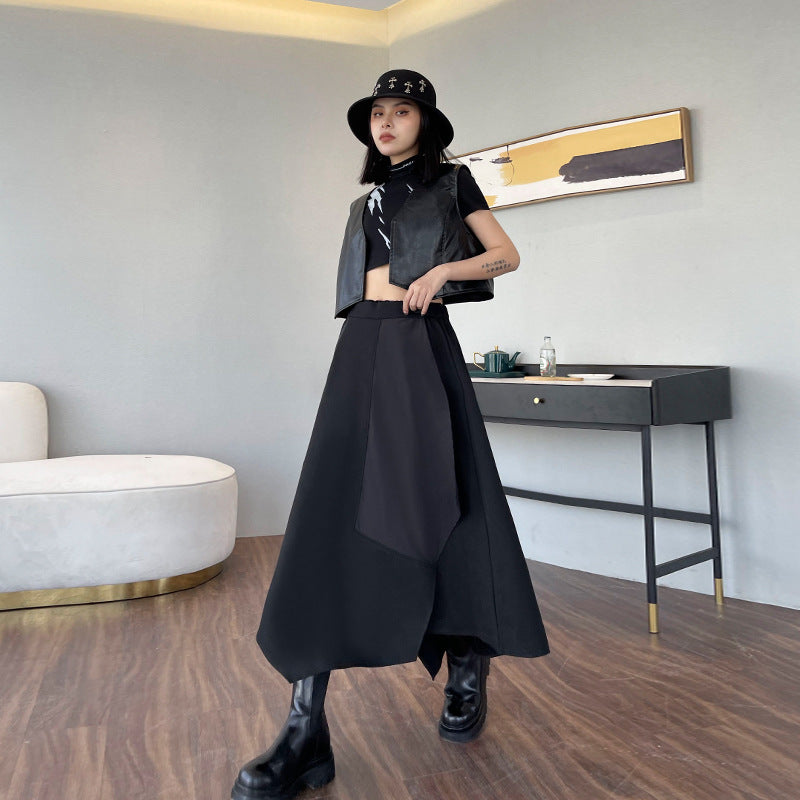 Women's Asymmetric High Waist Zip Split Skirt