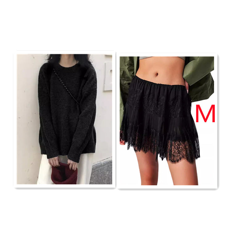 High Waist Lace Skirt With Hem