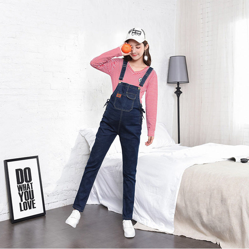 Pregnant Women Plus Velvet Thick Autumn And Winter Bib Pants, Trendy Mothers Wear Loose Outside