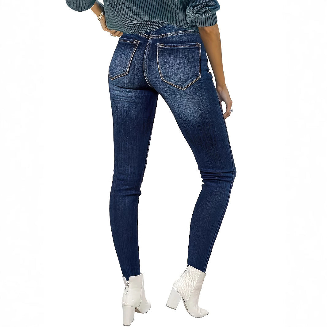 Women's Front Button Simple Velvet Slim Fit Skinny Jeans Daily Casual