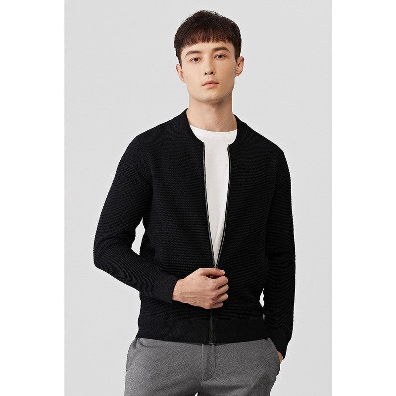 Baseball Collar Solid Knit Cardigan