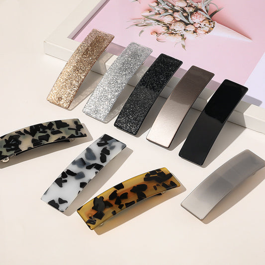 Retro Square Shape Grabbing  Acetate Sheet Spring Chuck Hair Clip